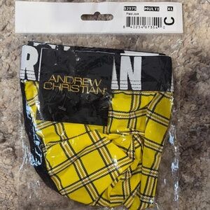 Andrew Christian XL Yellow Plaid Jock NWT